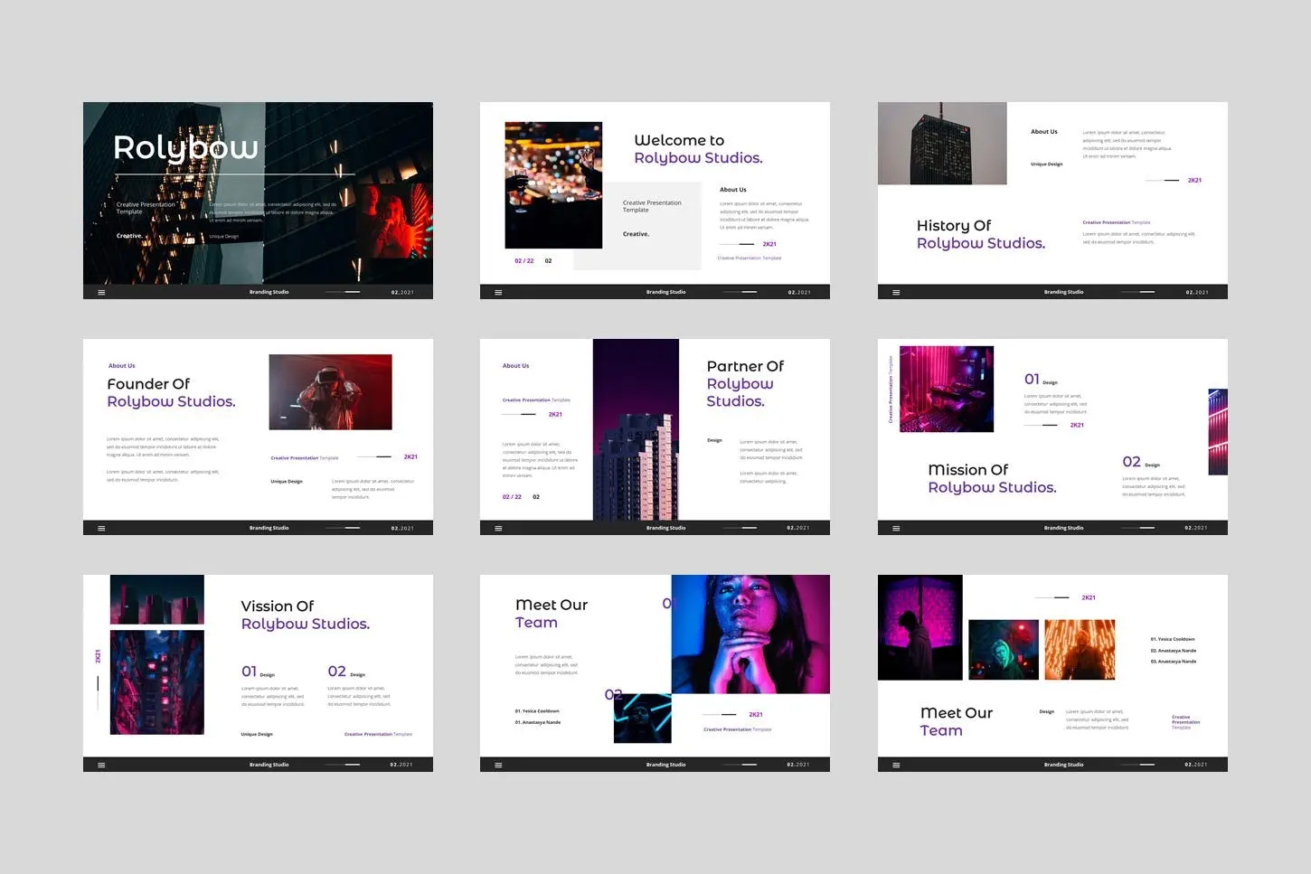 29 音乐舞会派对PPT演示文稿 Rolybow – Creative Presentation Template