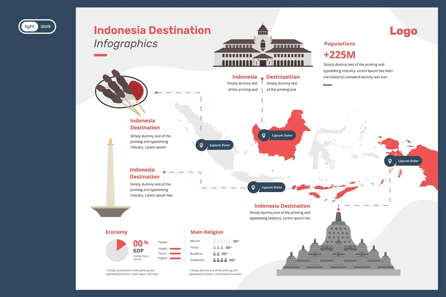 32 印度尼西亚旅游信息图表设计模板 Travel Infographic Indonesia