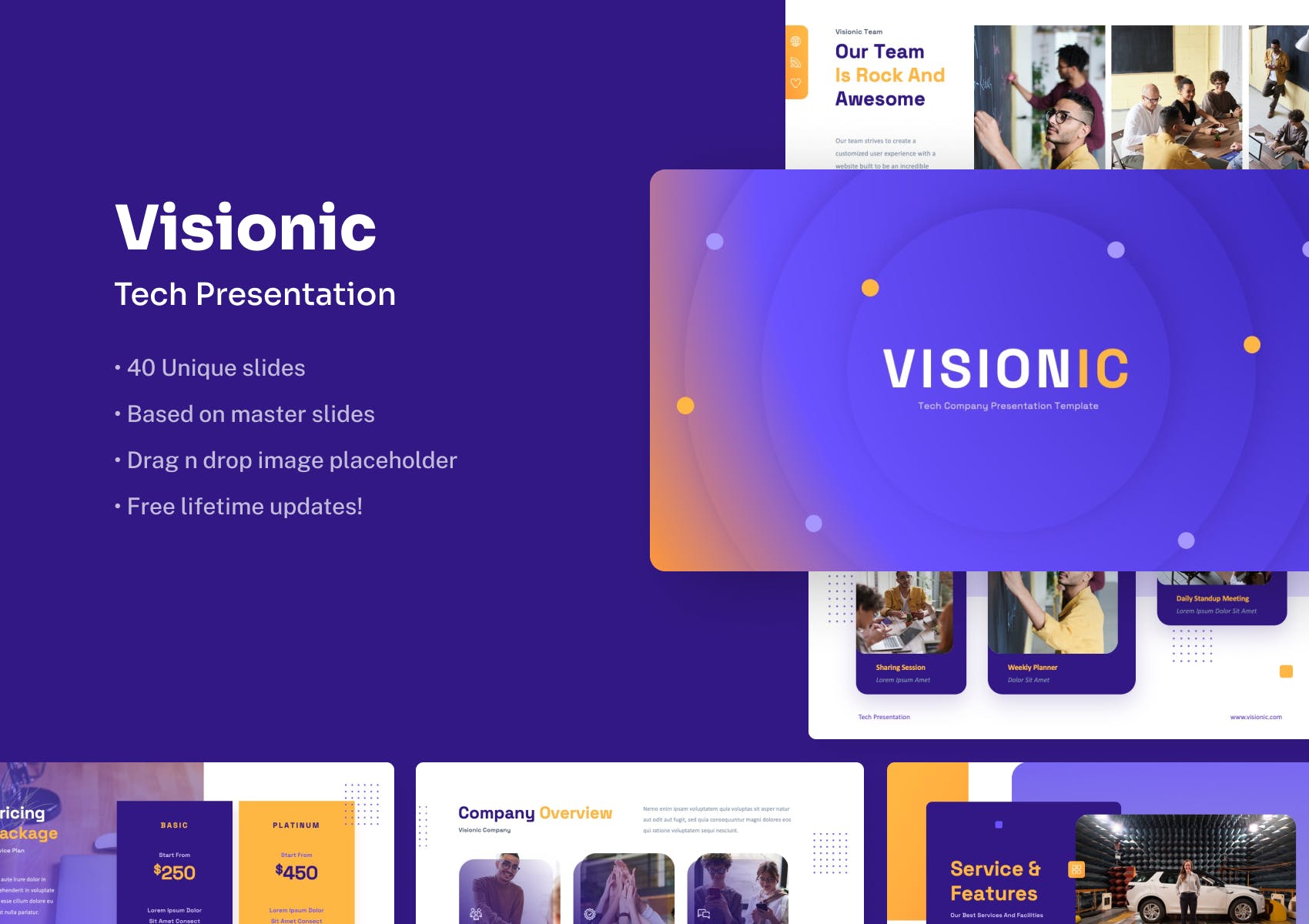 46 高新科技PPT幻灯片设计模板 Visionic – Tech PowerPoint Presentation