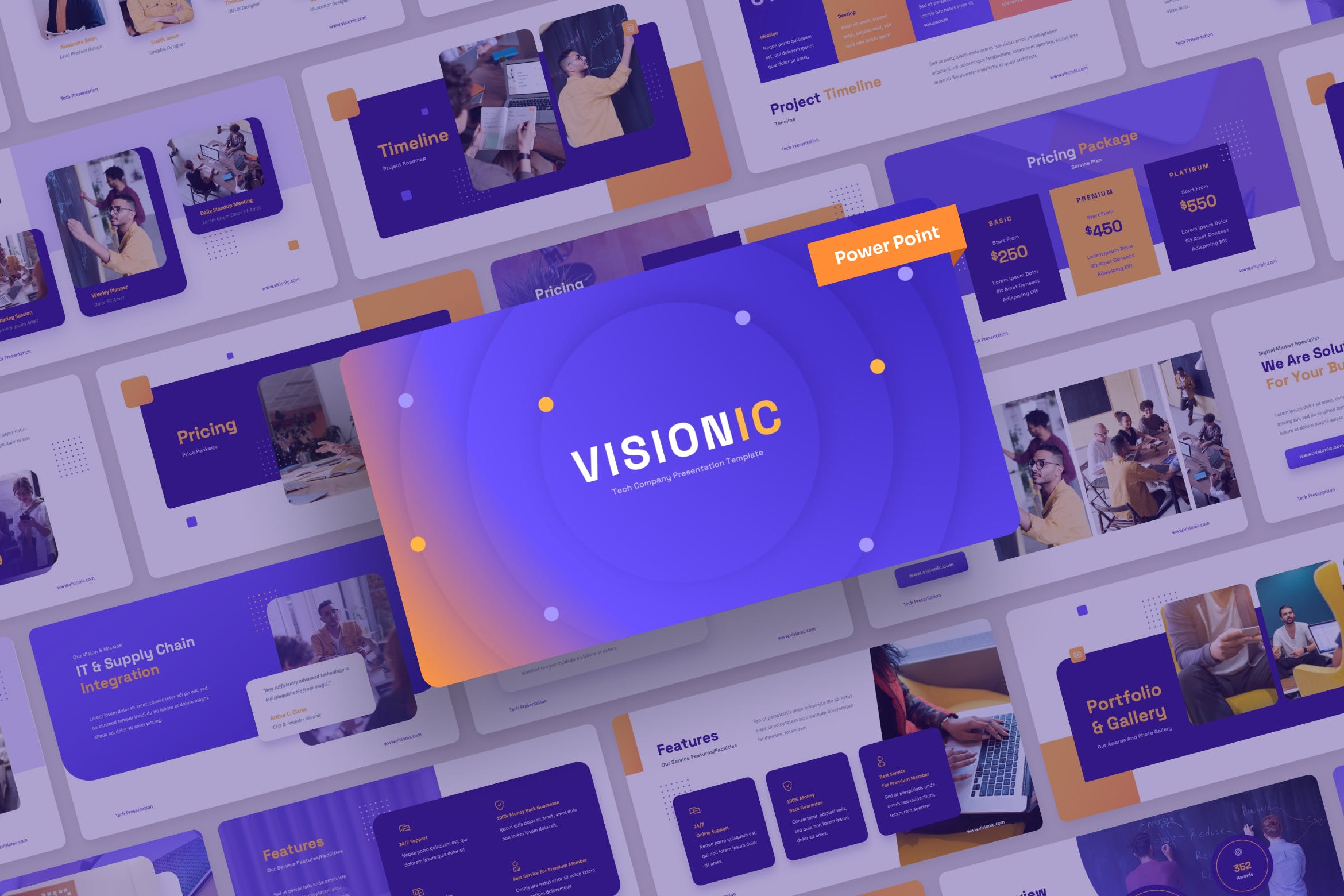 46 高新科技PPT幻灯片设计模板 Visionic – Tech PowerPoint Presentation