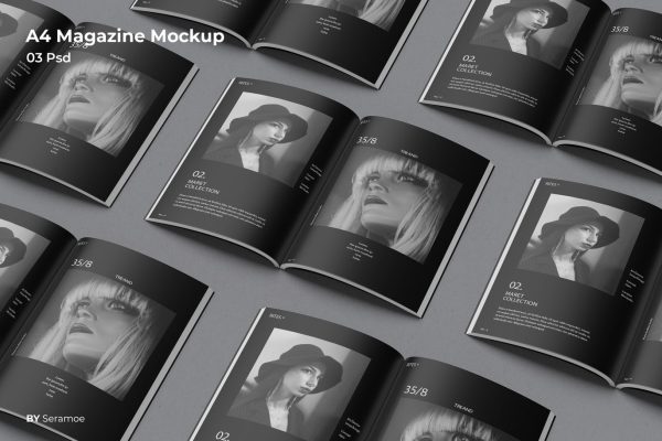 04 A4尺寸杂志楼书书籍装帧设计VI样机展示模型mockups