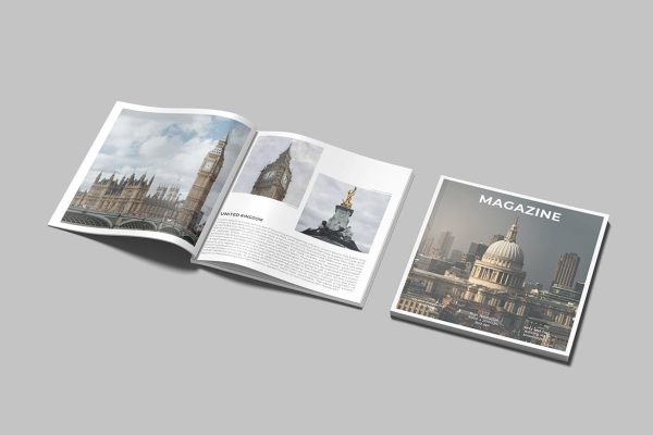 13 方形杂志画册书籍宣传册设计展示PS样机 (PSD,PDF)