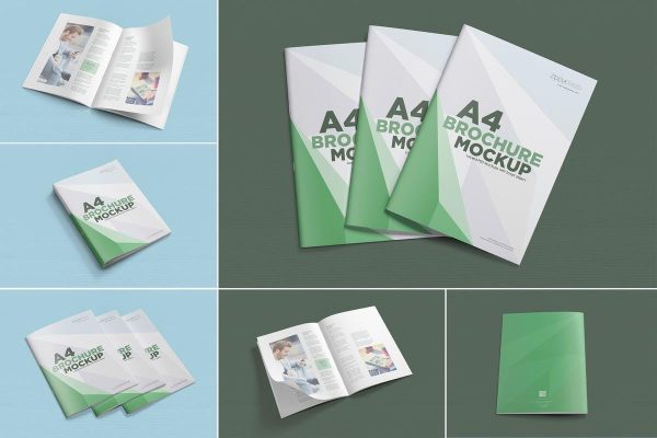 17 6款A4规格品牌杂志画册书籍PS样机模板 6 A4 brochure mockup