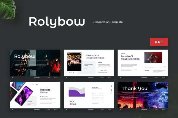 29 音乐舞会派对PPT演示文稿 Rolybow – Creative Presentation Template