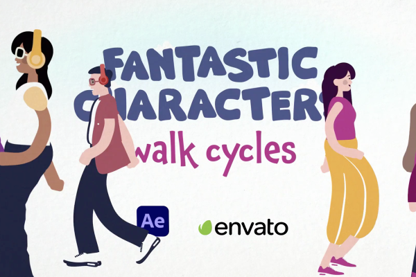 074 各类行走的角色创建动效动画视频AE模板 Fantastic Characters – Walk Cycles
