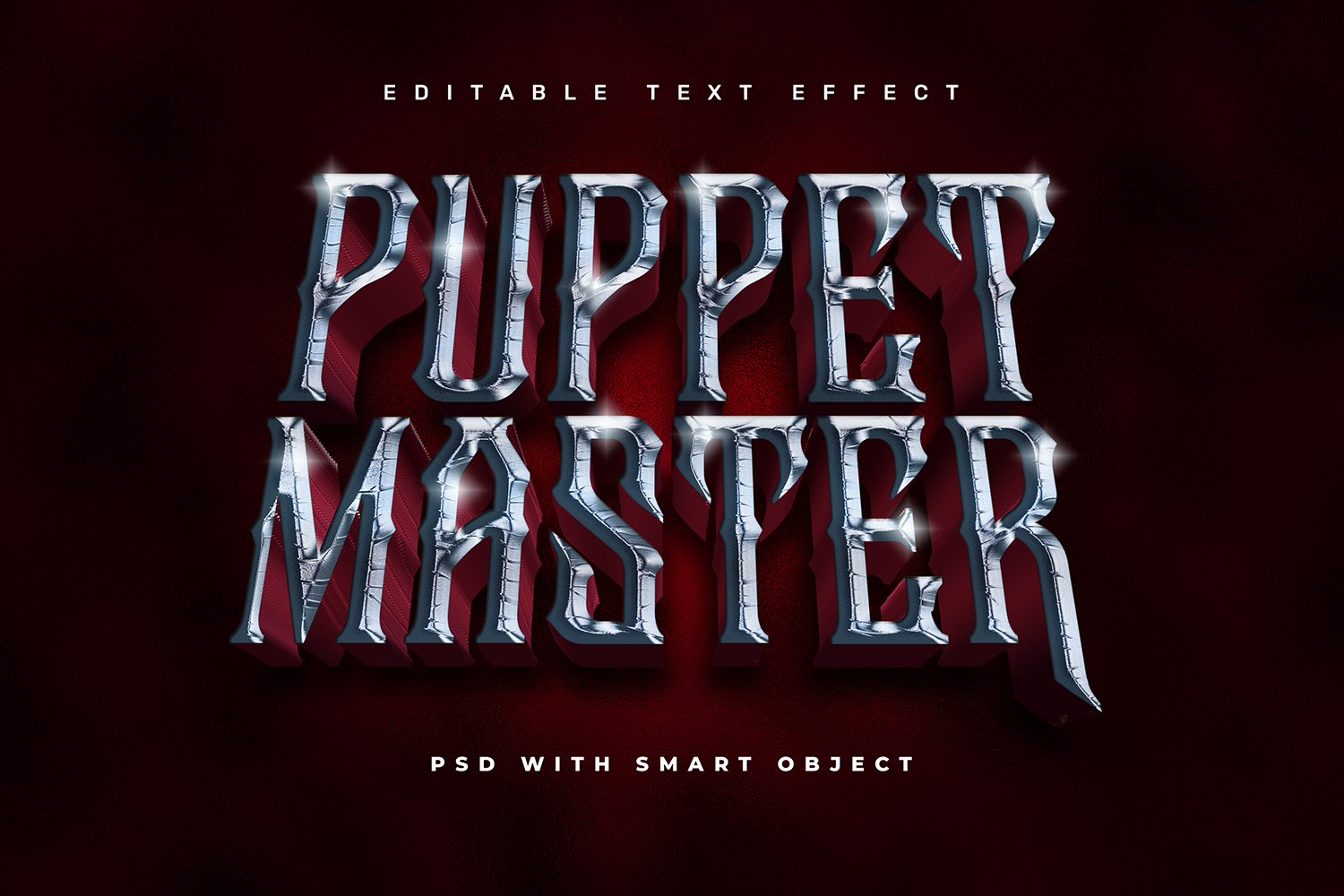 1432 恐怖血色游戏金属文字PS样式Puppet master game editable text effect template Premium Psd