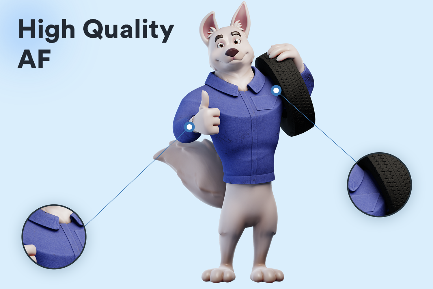 1455 3D 吉祥物人物狗插图 FIGA UI 包 3D Mascot Character Dog Illustration FIGA UI Pack