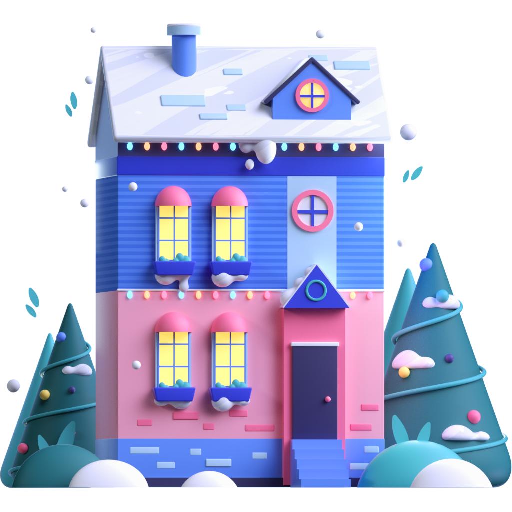 1421 可商用冬季雪景3D卡通圣诞可爱雪人积木C4D模型3D Christmas icons freebie