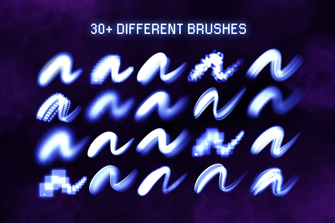 1431 30多款炫丽多彩闪光发光Procreate笔刷 30+ Procreate Glow Brushes