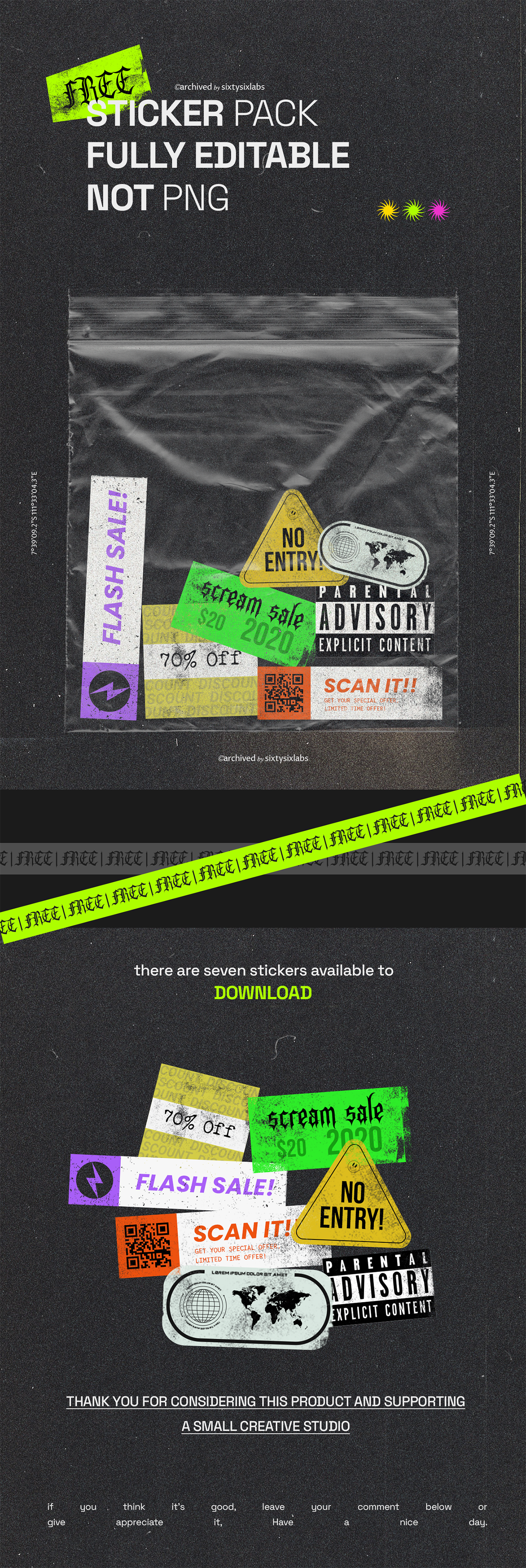 1442 可商用复古做旧不干胶贴纸便签PS样机素材Sticker
