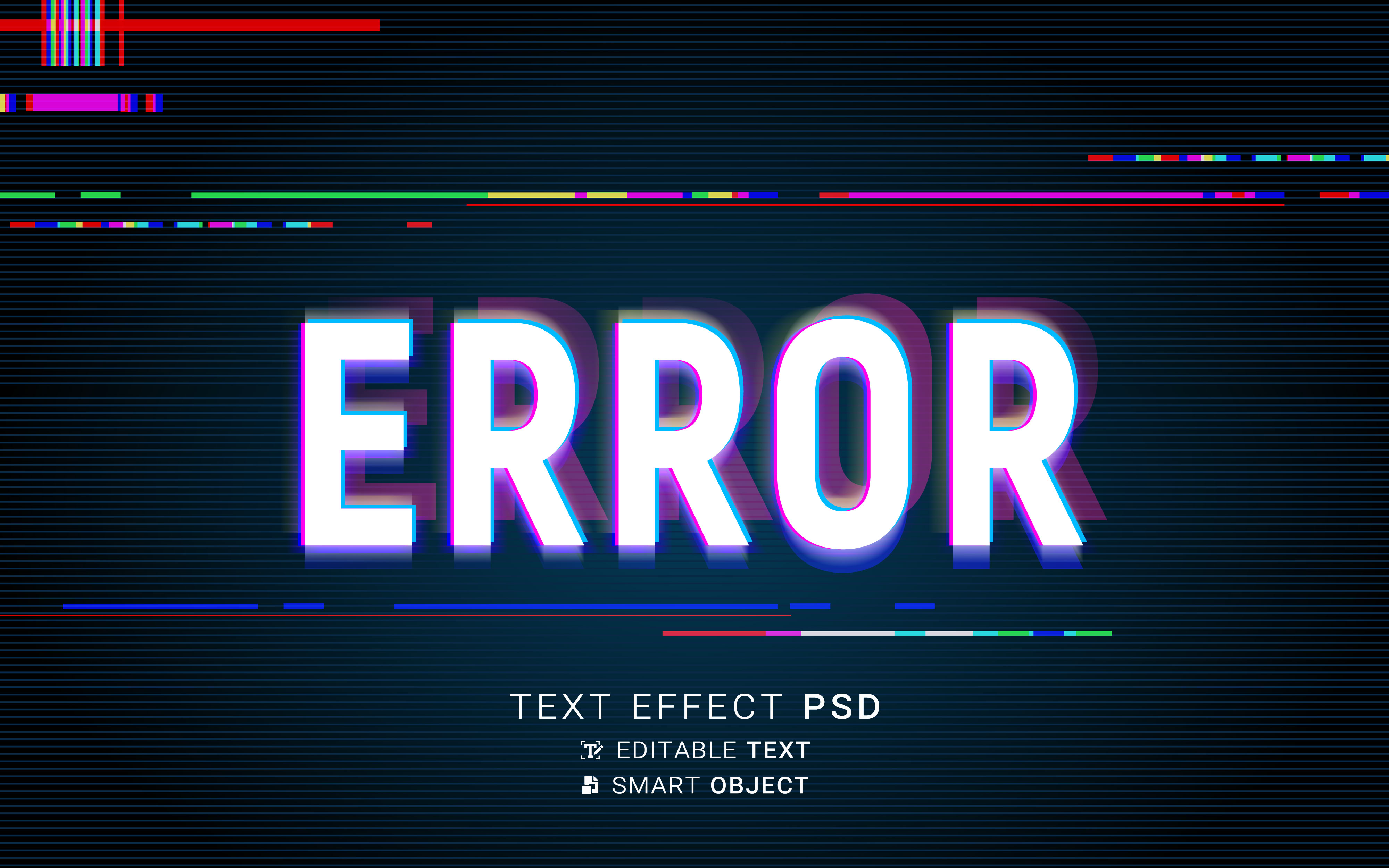 1423 8款可商用故障风文字PS样式毛刺效果文本Futuristic Glitch Text Effects