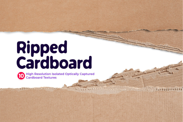 1410 撕开纸板瓦楞纸撕纸设计素材 Ripped Cardboard