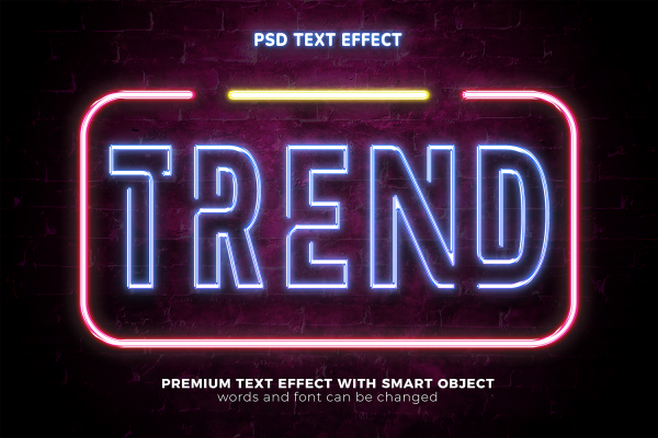 1434 5款霓虹灯发光文字PS样式模板 Neon Light Text Effect Set