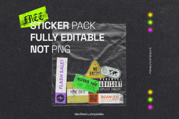 1442 可商用复古做旧不干胶贴纸便签PS样机素材Sticker