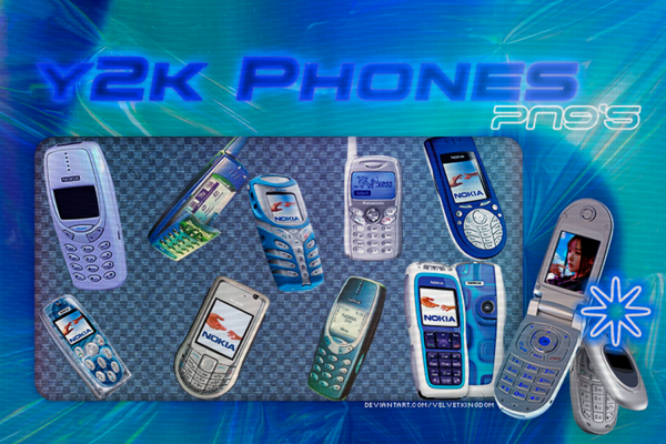 1457 复古按键翻盖手机PNG免抠素材 Y2K PHONES PNG PACK