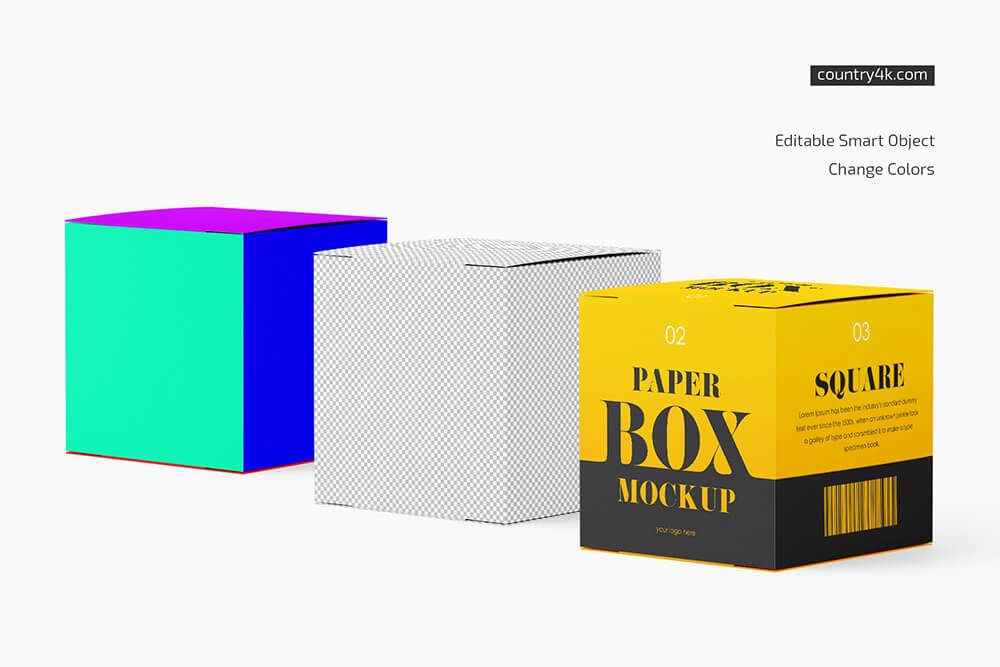 21 方形纸盒包装设计样机套装 (psd)Paper Box Mockup Set