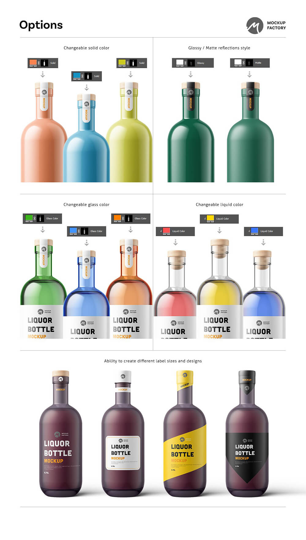 29 杜松子酒瓶包装设计样机模板 (psd)Liquor Bottle Mockup 6153075