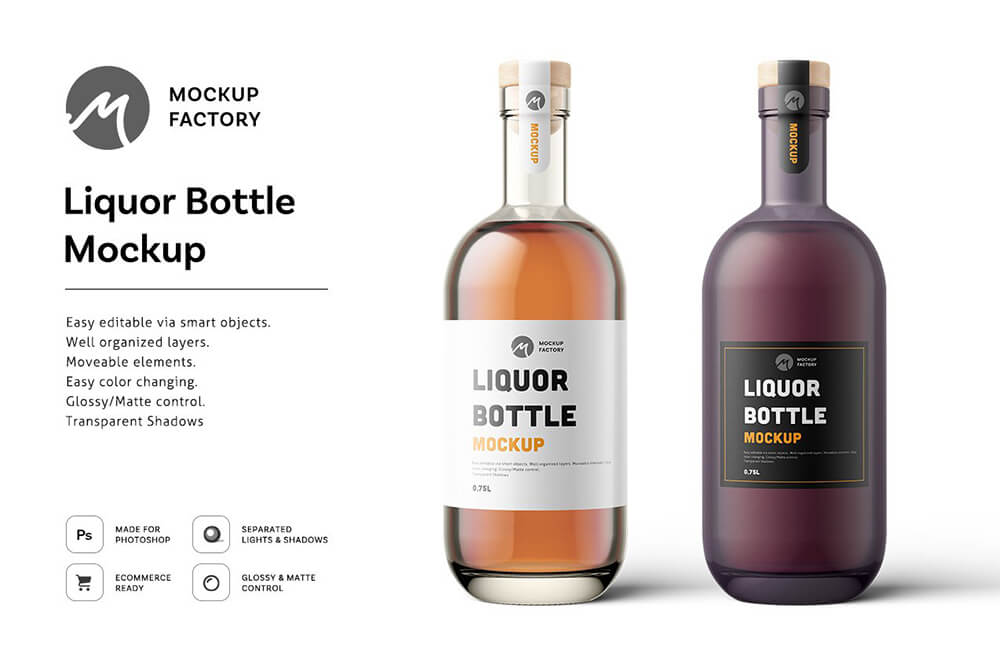 29 杜松子酒瓶包装设计样机模板 (psd)Liquor Bottle Mockup 6153075