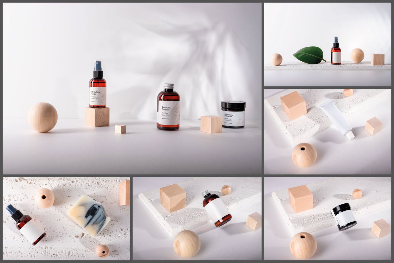 34 时尚高端简约清新优雅多用途的化妆品场景包装设计VI样机展示模型mockups