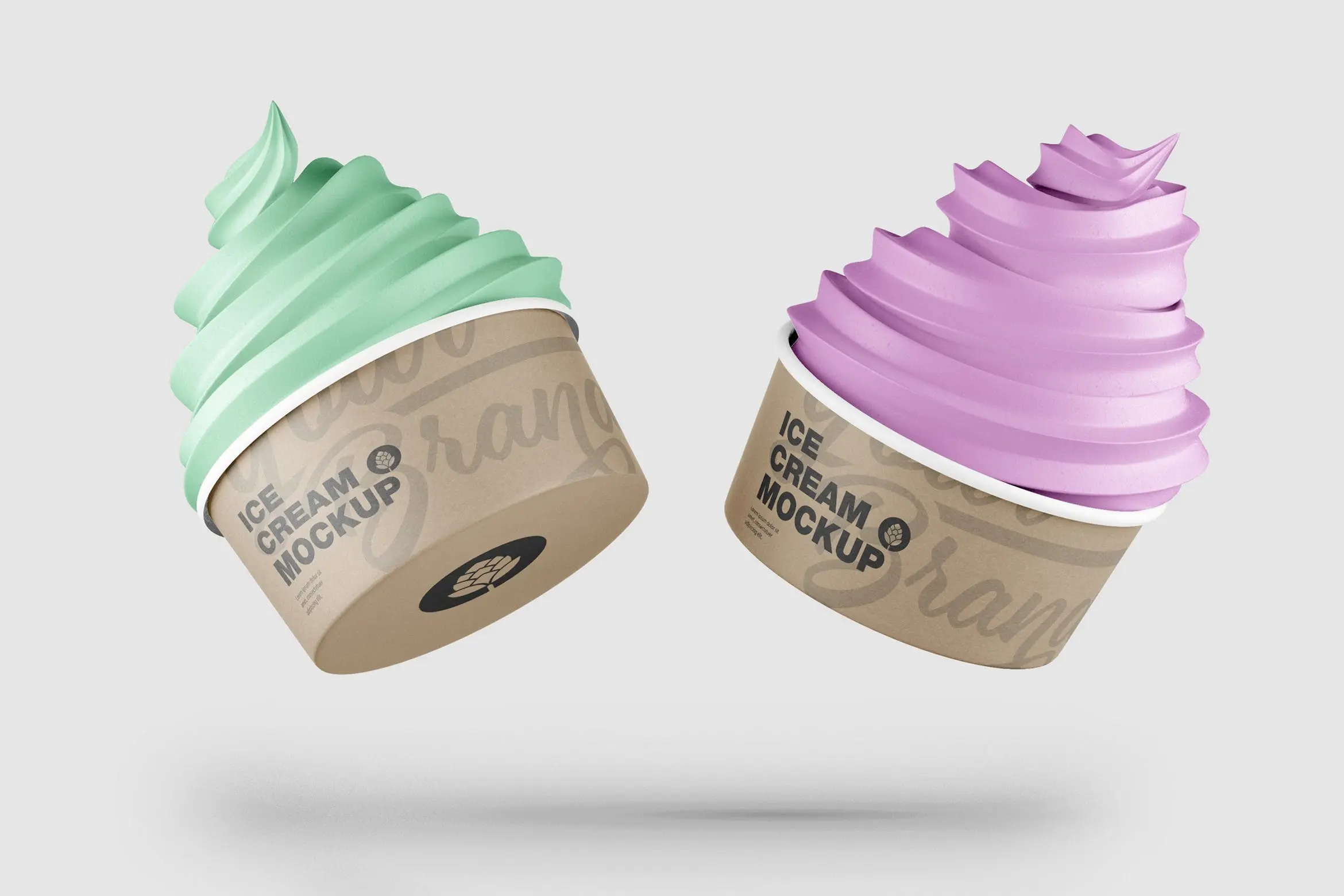 52 冰淇淋纸杯包装设计样机 Ice Cream Cups Mockup