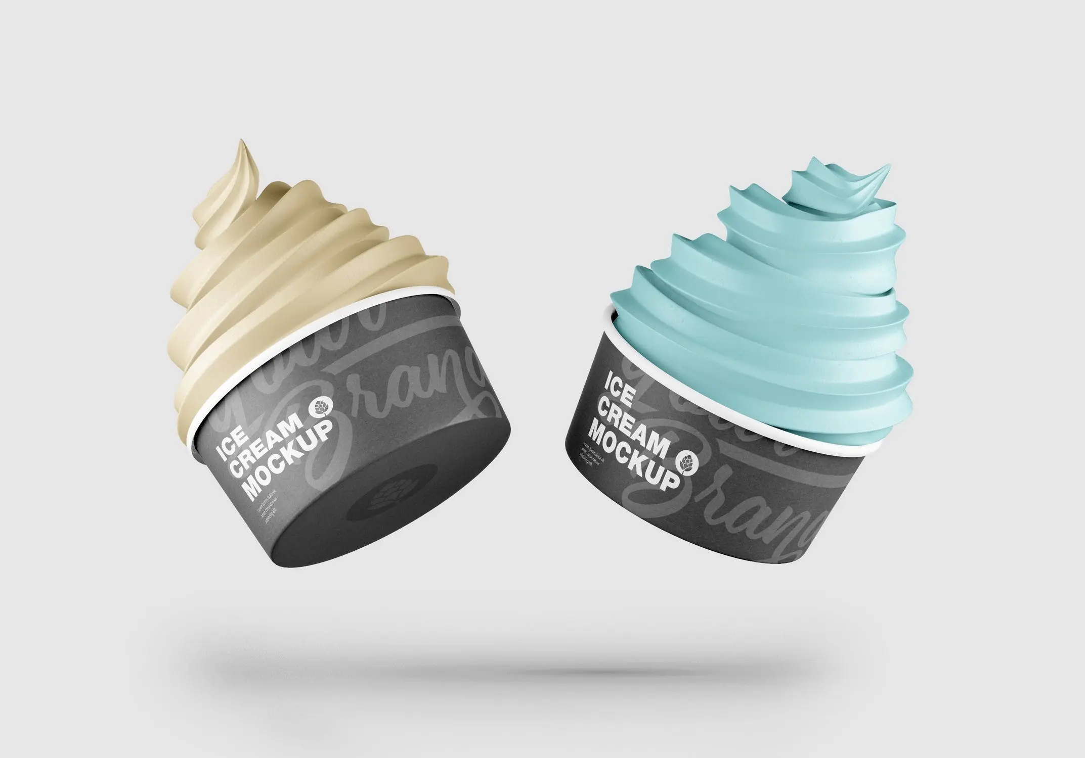 52 冰淇淋纸杯包装设计样机 Ice Cream Cups Mockup