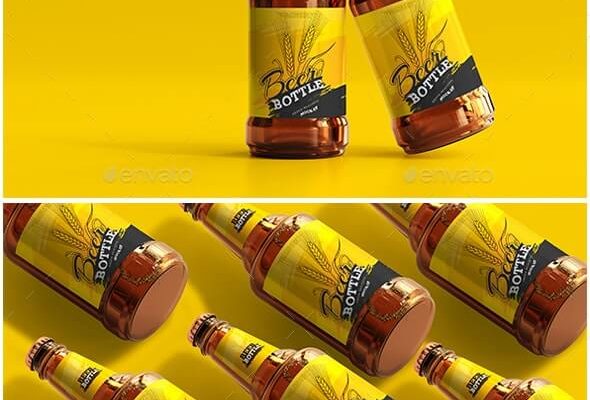 27 琥珀色啤酒瓶包装设计样机 (psd) Beer Bottle Mockups