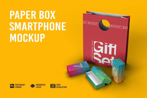 45 手机盒品牌包装设计样机 Paper Box Smartphone Mockup
