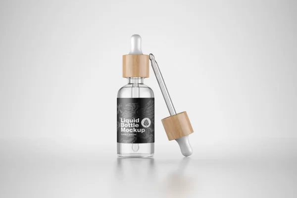 49 透明玻璃滴管瓶包装设计样机 Clear Glass Dropper Bottle Mockup