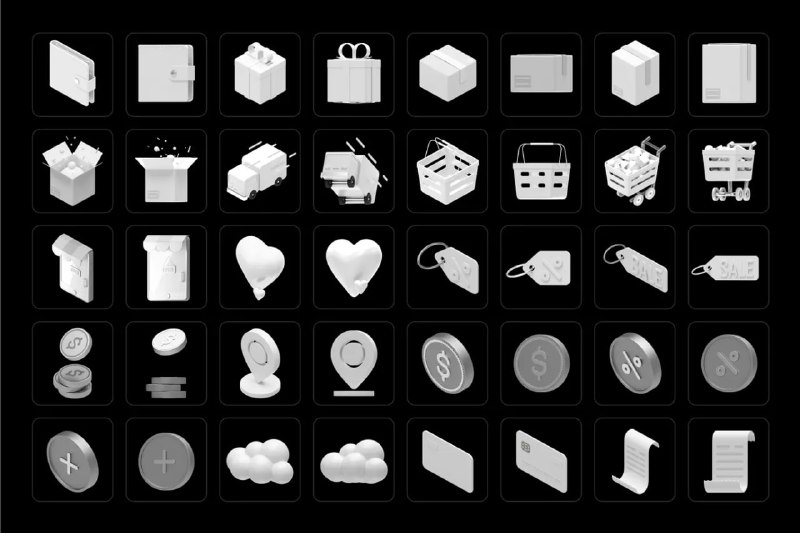 1467 3D黑色质感购物相关PSD图标PNG免抠素材E-Shop – 3d Icons pack 01