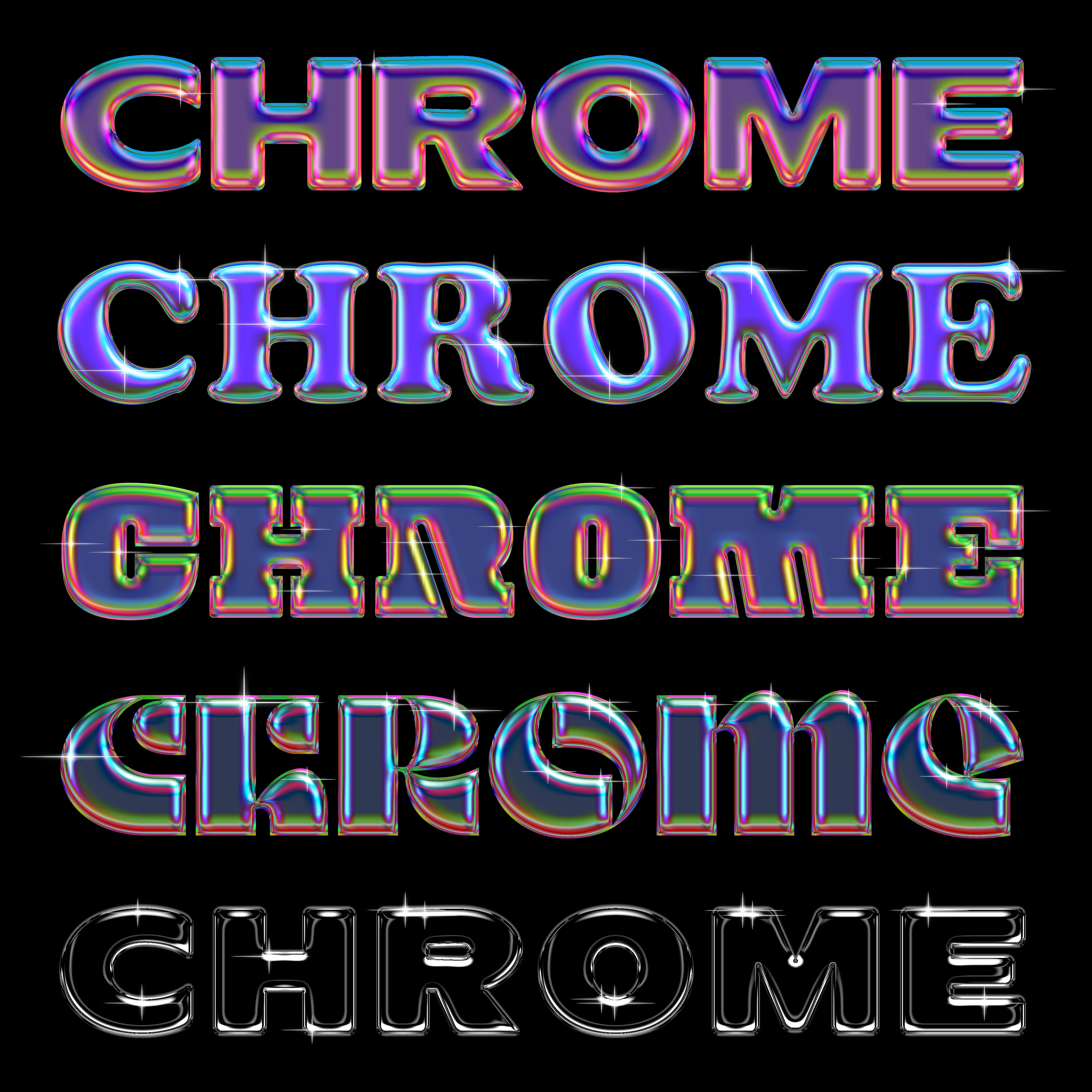 1473 5款酸性金属PS文字样式模板 chrome V5