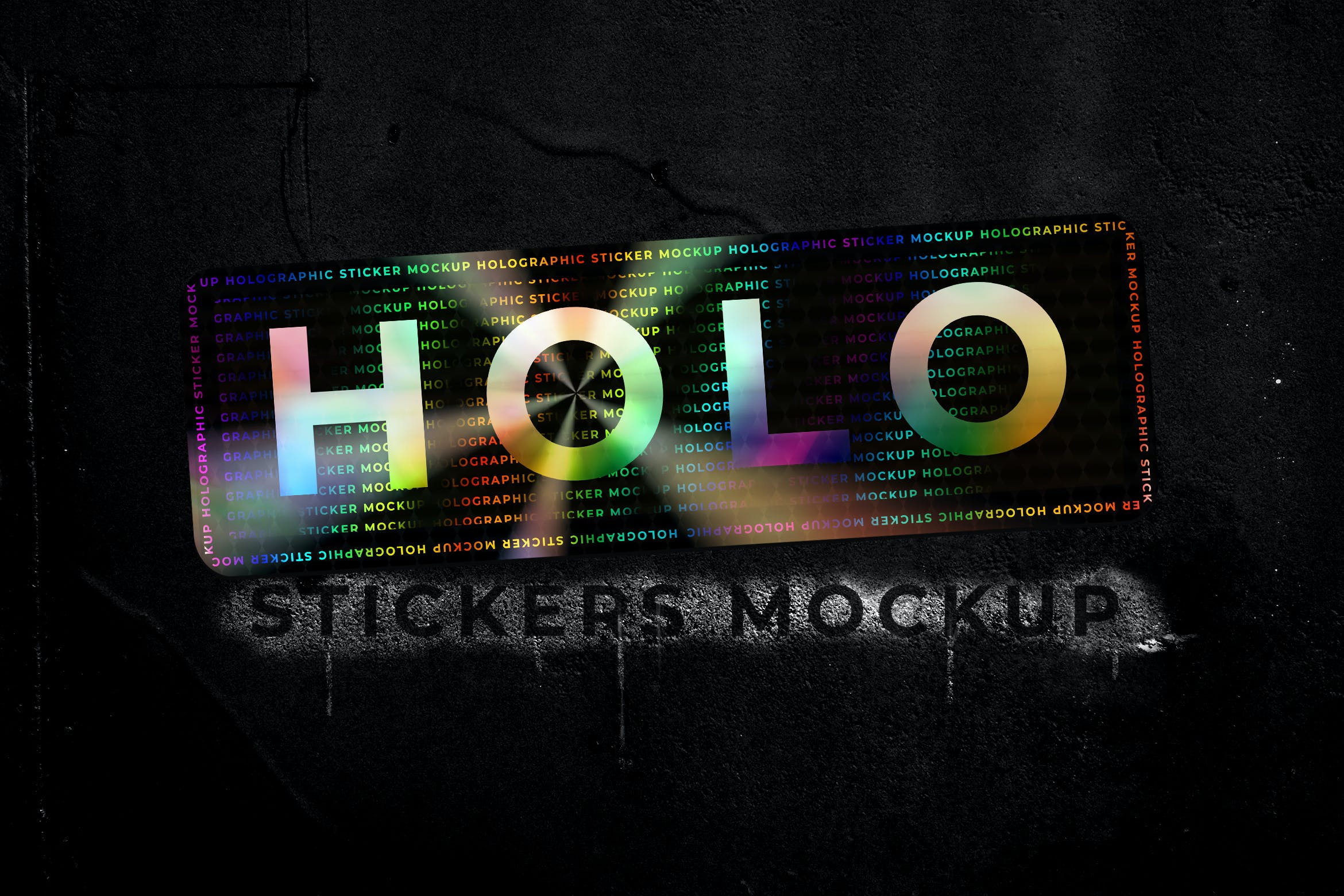 1475 6款复古潮流全息镭射防伪不干胶标签贴纸设计贴图ps样机素材模板Holographic Sticker Mockup