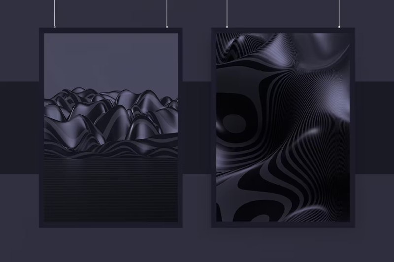1488 12款3D 抽象波浪线背景素材 3D Abstract Wavy Lines Background