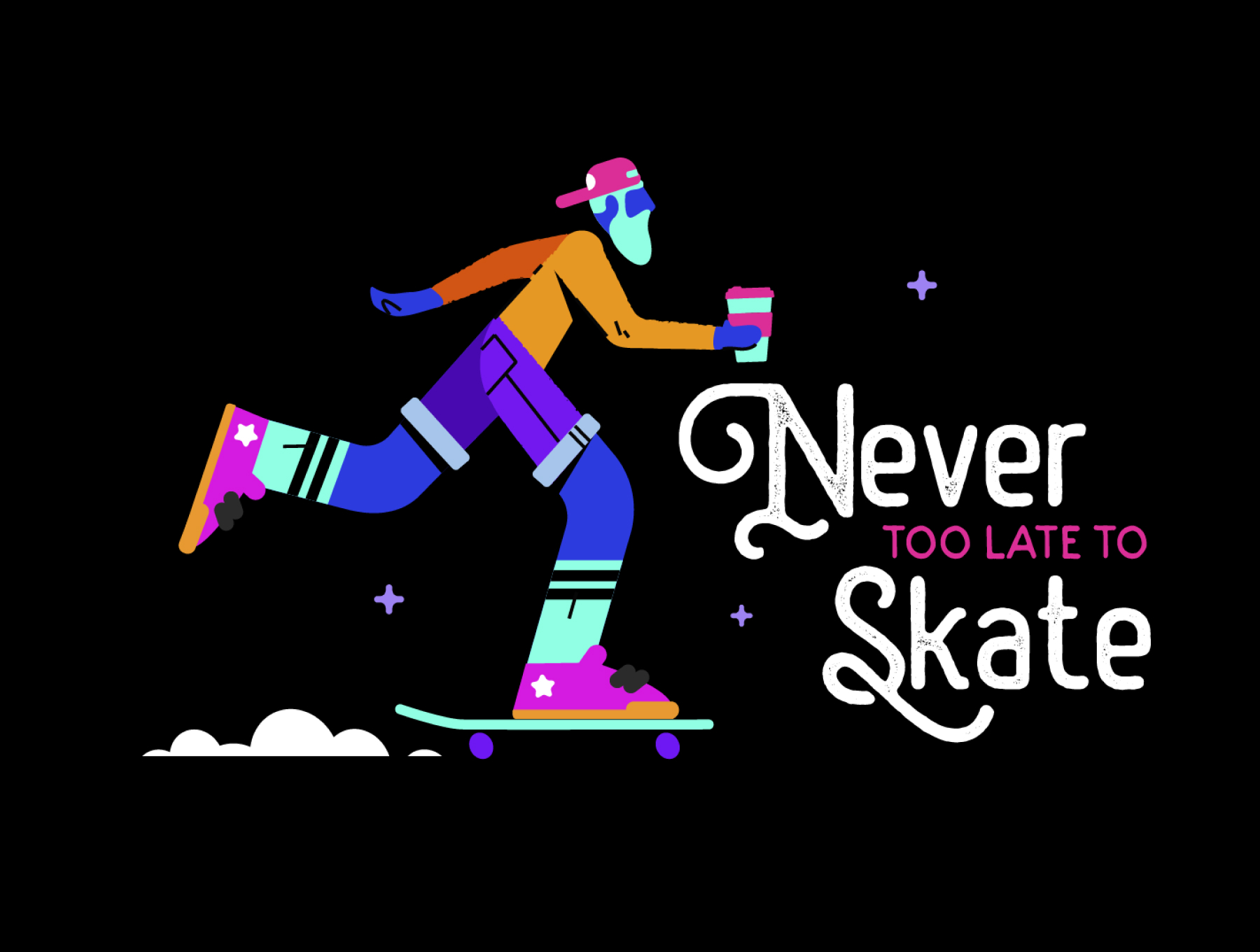 1491 12款霓虹滑板运动插图AI矢量素材 Neon skaters set