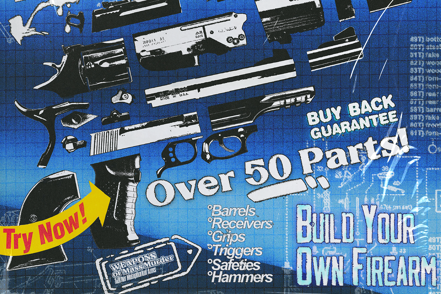 1534 100+款武器零件剪影打印效果剪贴画PNG免抠元素材 Essentials Weapon Assembly Kit Graphic Pack