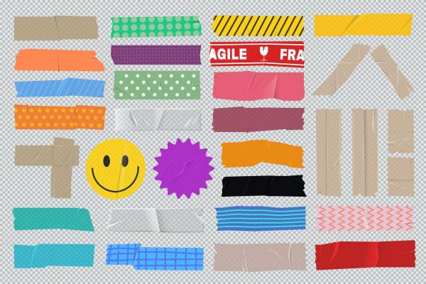 1517 32款不干胶贴纸拼贴卡通矢量贴纸素材 32 Tape Stickers Collection