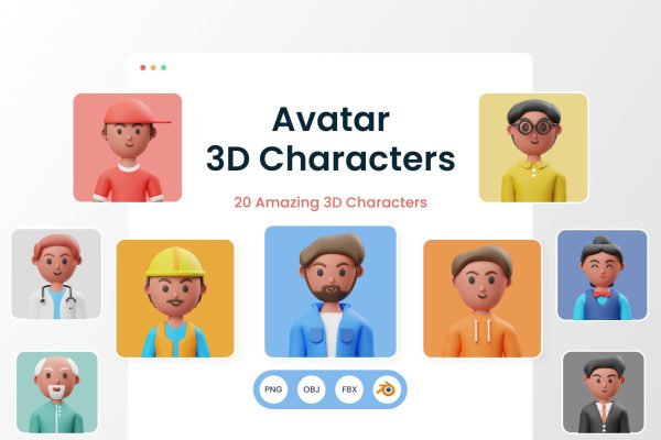 1499 20款3D人物头像模型Blend素材 Avatar 3D Render Illustration