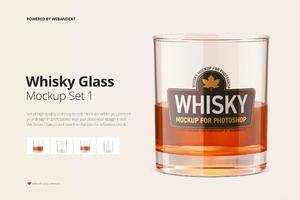 39 威士忌透明玻璃酒杯标签设计样机Whiskey Glass Mockup