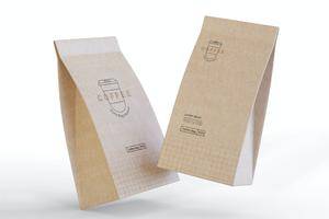 86 环保咖啡纸袋牛皮纸原色纸袋包装设计样机图 Coffee Bags Mockup
