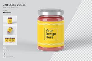 97 玻璃密封罐品牌标签设计样机模板v1 Jar Label vol