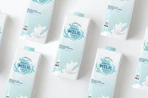 105 扭盖牛奶包装盒效果图样机 Milk Carton Mockup