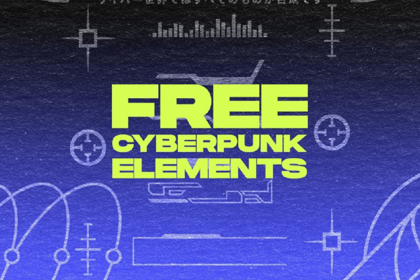 1594 可商用赛博朋克酸性科技线框图PSD素材 Cyberpunk Elements Pack