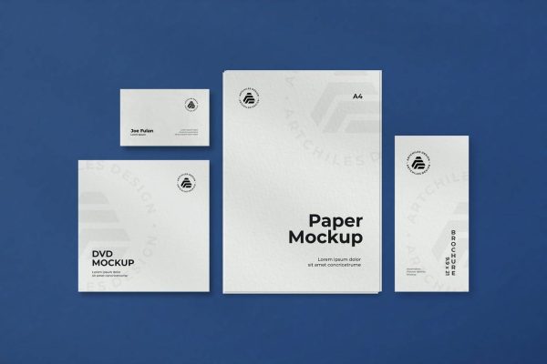 13 企业名片卡片信纸品牌文具VI设计样机 (PSD,JPG)