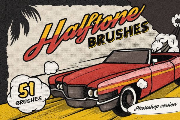 1893 复古漫画书波点半色调画笔PS笔刷 Vintage Comic Book Halftone Brushes