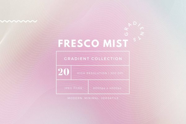 1896 20款炫彩时尚复古颗粒模糊流体渐变网格波浪背景底纹图片设计素材 Fresco Mist Gradient Background Collection