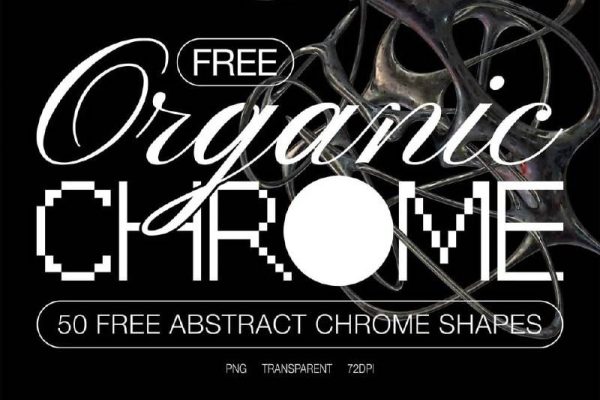1901 50款3D渲染抽象金属镀铬有机流体形状PNG免扣图片设计素材 Edgargfx – Organic Chrome 3D
