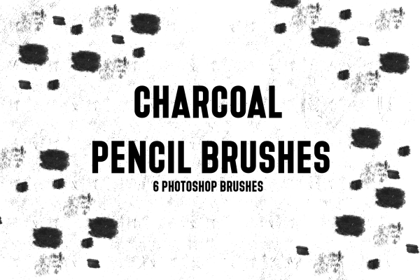 1960 6款可商用炭笔笔刷PS笔刷画笔Charcoal Pencil Brushes