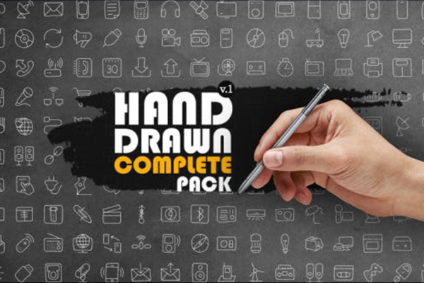 2028 各类手绘线条图标icon动效动画视频素材AE模板Hand Drawn Compete Pack