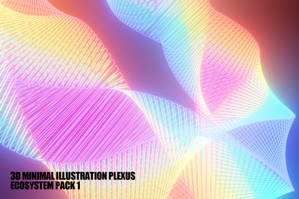 2138 12款复古霓虹未来科技光感渐变赛博高清背景设计包3D Minimal Illustration Plexus Ecosystem Pack 1