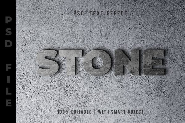 54 逼真石头质感的立体字一键生成PS图层样式