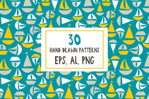 18 可爱卡通动物矢量无缝背景插图素材 for_BOYS_Seamless_Patterns_1528261